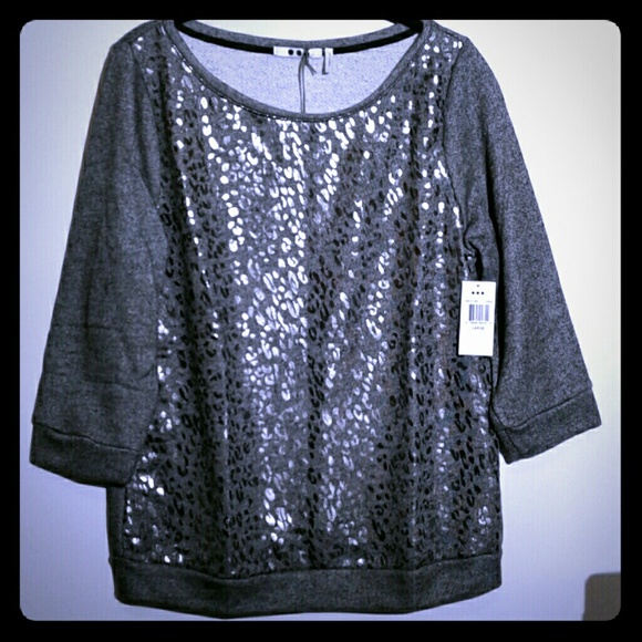 Three Dots Tops - THREE DOTS   USA  sweatshirt  Grey  sz L